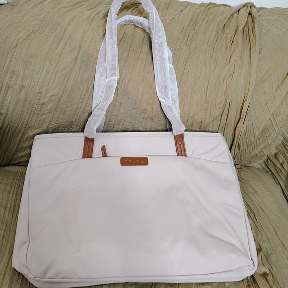 Prite Cream Laptop Tote Bag for Women Shoulder Bag Waterproof 11.8"X14 6"X3.5" - Picture 9 of 13